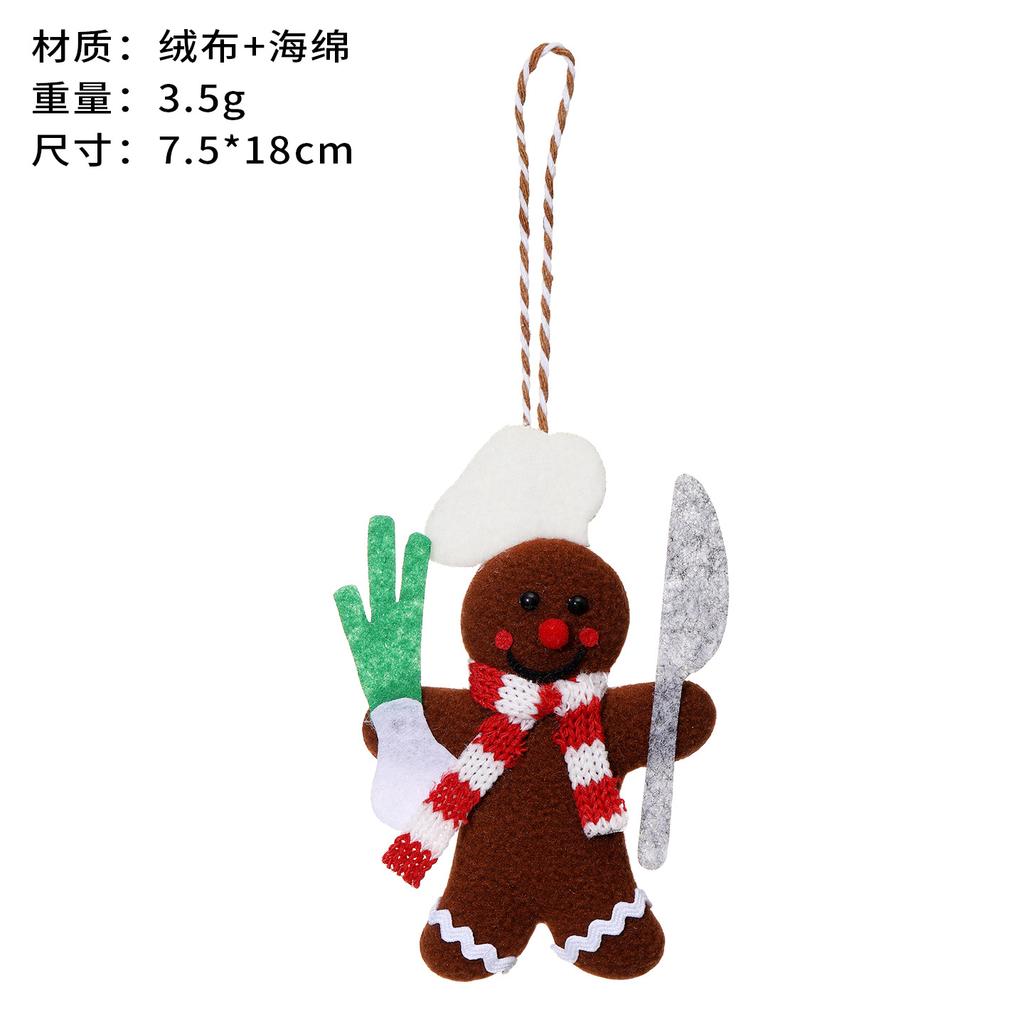Cross Border Gingerbread Man Christmas Pendant Christmas Tree Decoration Scene Arrangement Props Plush Chef Gingerbread Man