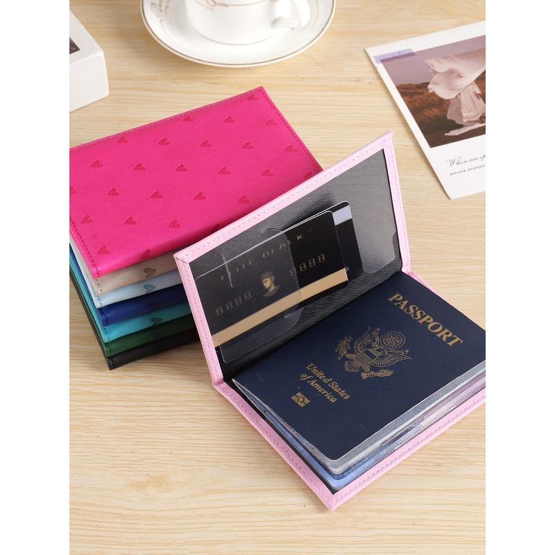 Schattige Hartjesprint Reisportemonnee Paspoorthoes voor Dames PU Leer Paspoorthouder Reisaccessoires Documentenbeschermer Hoes