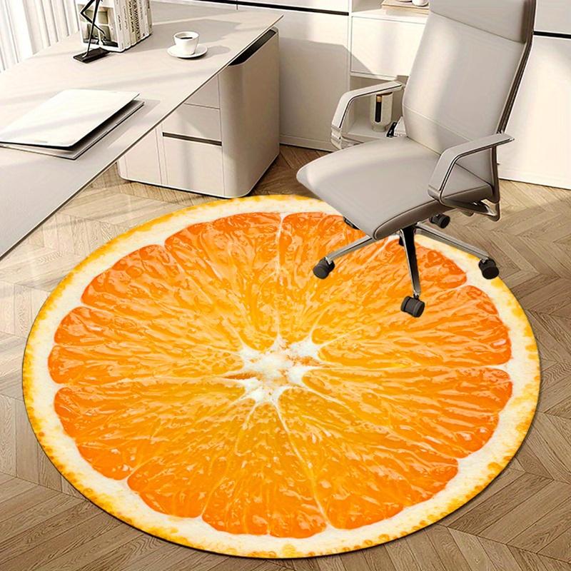Lemon Orange Round Rug Nonslip Area Rug Office Chair Mat Carpet For Living Room Bedroom Home Decor