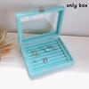 Sametová krabička na prsteny Pouzdro na vystavení šperků Úložný organizér Krabička na prsteny Náušnice Prachotěsná Průhledné výklopné víko Šperkovnice