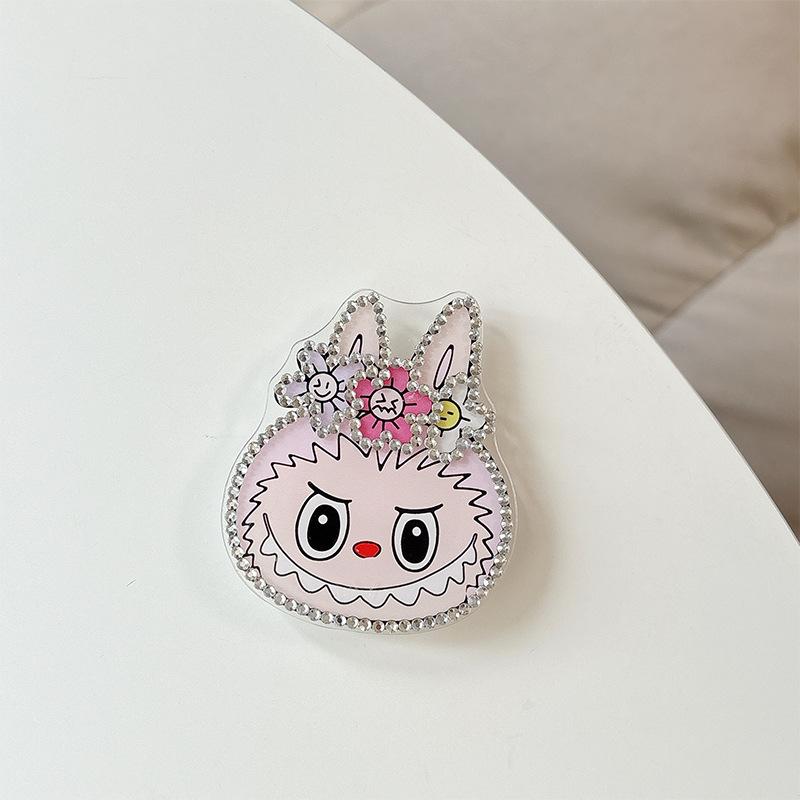 Rhinestone Flower Cartoon Cute Rabbit Mobile Phone Airbag Holder Sticky Desktop Watching Drama Support Stable And Portable
