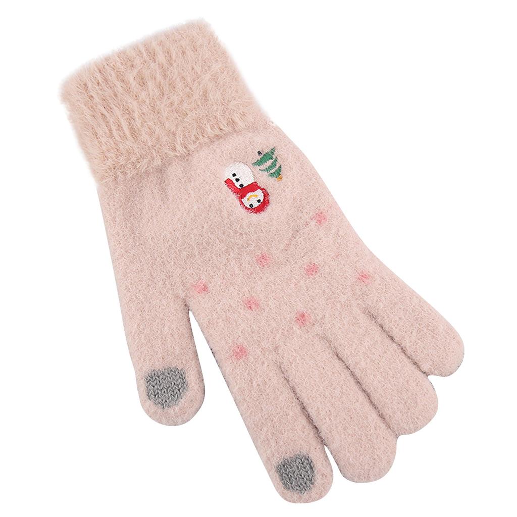 Winter Women Adult Plus Velvet Thickening Cute Finger Gloves