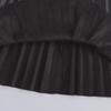 2024 European & American Style A-Line Black PU Pleated Skirt for Women - Perfect for Autumn/Winter