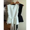 Women Spring and Summer Sleeveless Commuter Slim Blouses French Minimalist Style Shirt