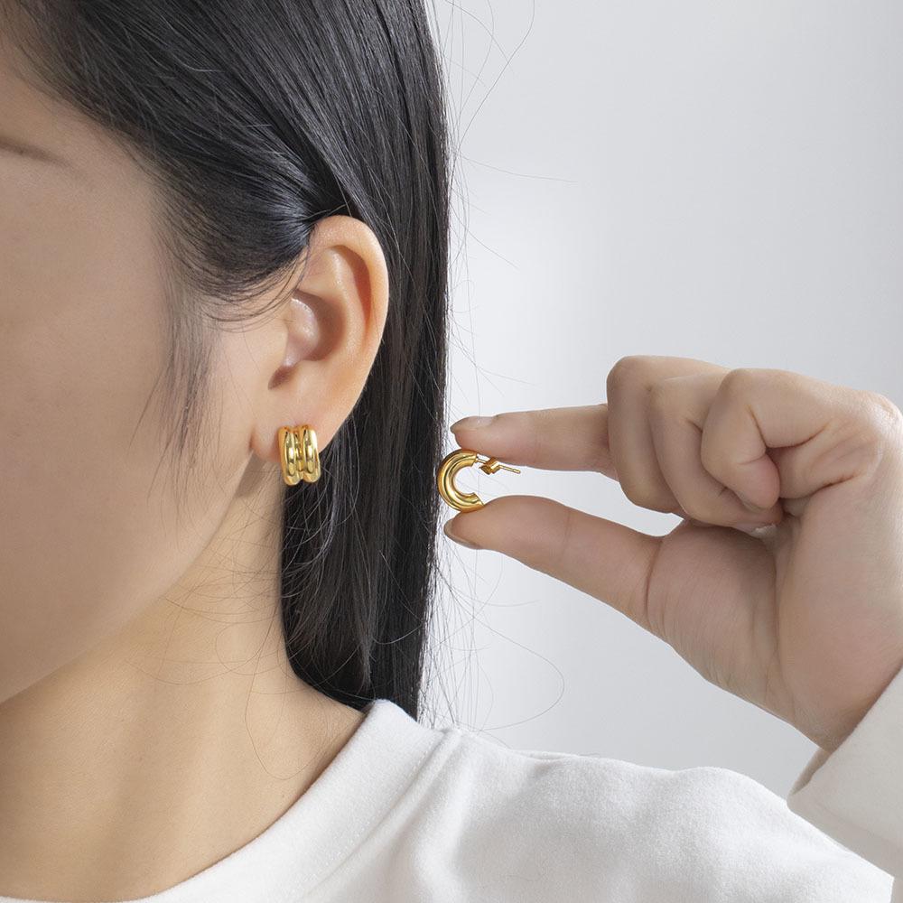 Luxury Double-Layer C-Shaped Stainless Steel Earrings - Elegant, Versatile, and Exquisite.
