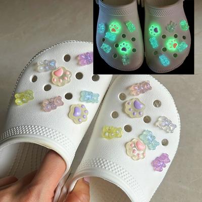 14 Pezzi/Set Orso Luminoso+Combinazione Impronta di Orso Decorazione Per Zoccoli Accessori Rimovibili Charms per Scarpe Decorazione