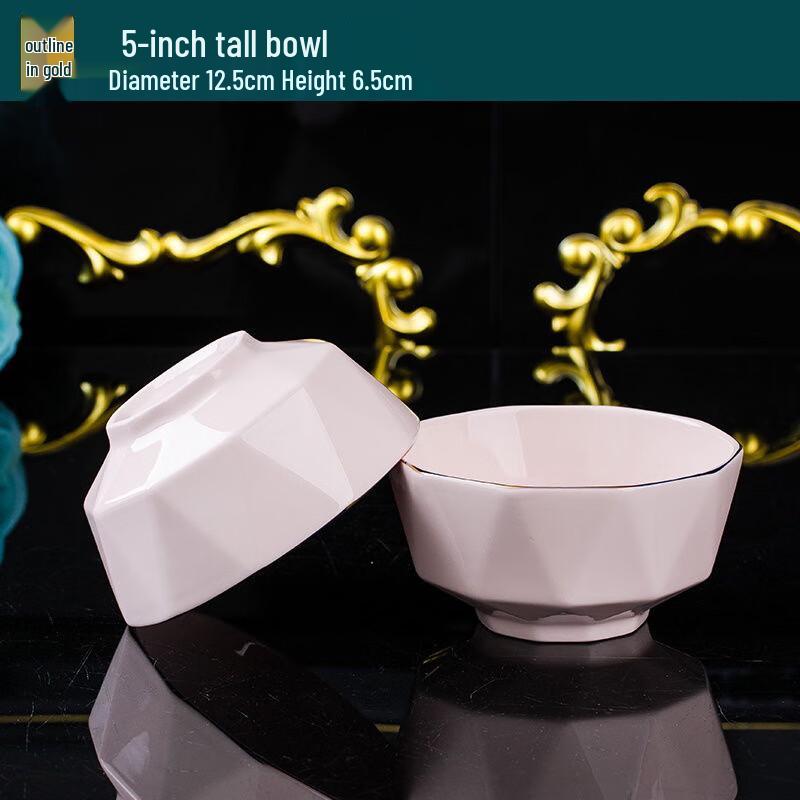 Linpan Ceramic Gold-Plated Diamond Bowl Set