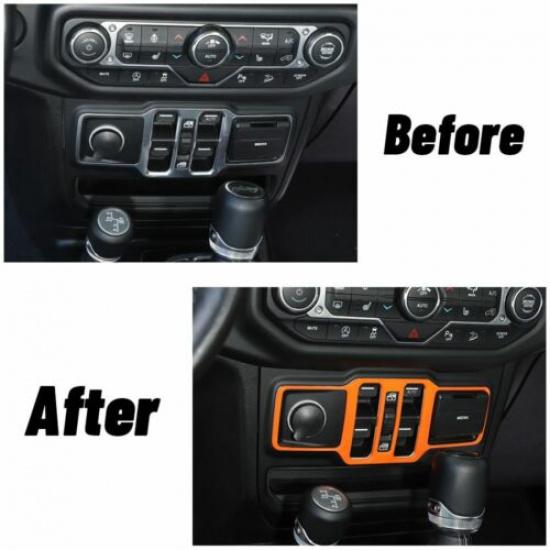 Window Control Switch Button Panel Cover Trim For Jeep Wrangler JL/JT 18+ Orange