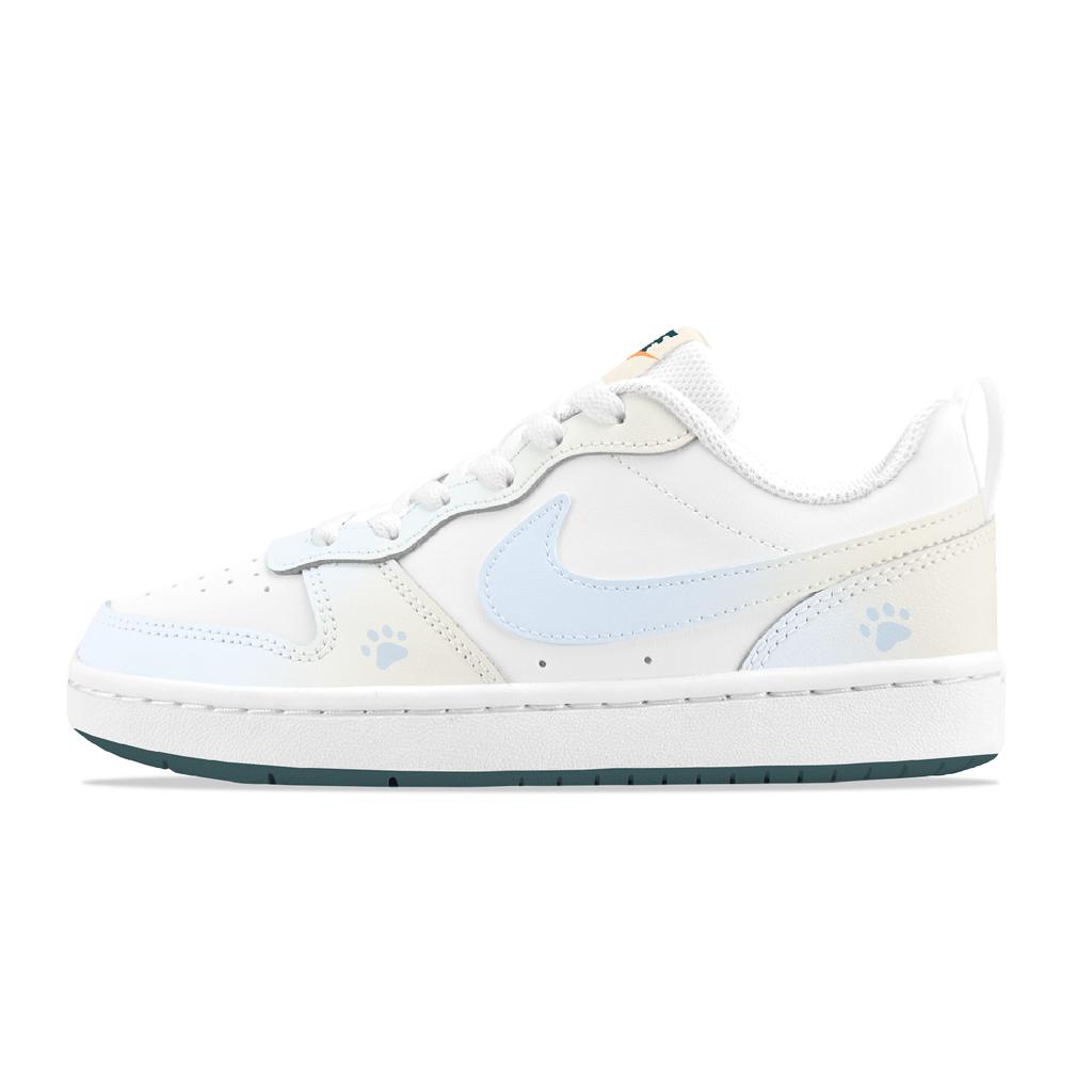 Nike Court Borough 2 Maris Sal Milk Cream Lightweight Breathable Low top Skateboard Shoes Women's Blue Yellow White BQ5448-017(Team1319-)
