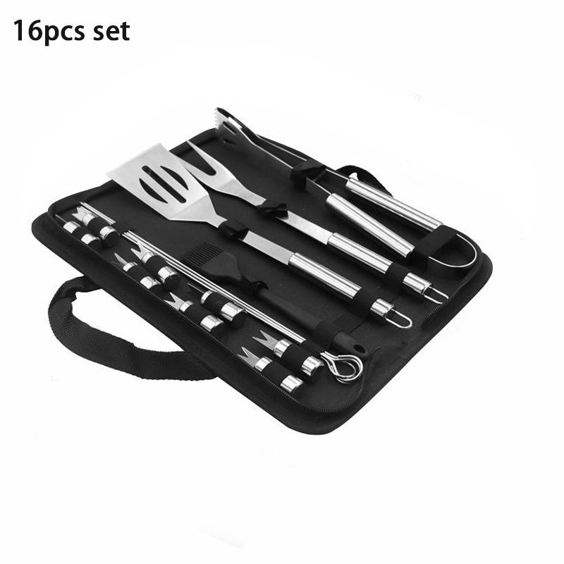 JUSTINLAU BBQ Grill Accessories Set Stainless Steel BBQ Utensil Kit with Bag Portable Outdoor Practical Grill Tools Utensils Kit
