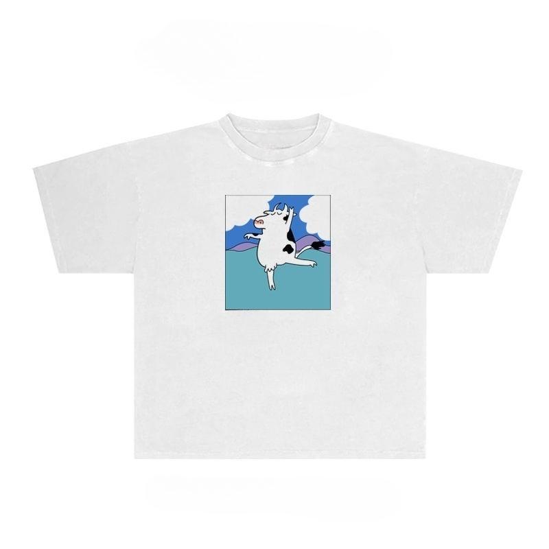 

the dancing cow Graphic Unisex Autumn T-Shirt Harajuku Vintage Short Sleeve Loose Oversized Casual Fitness Comfortable Y2k Top S