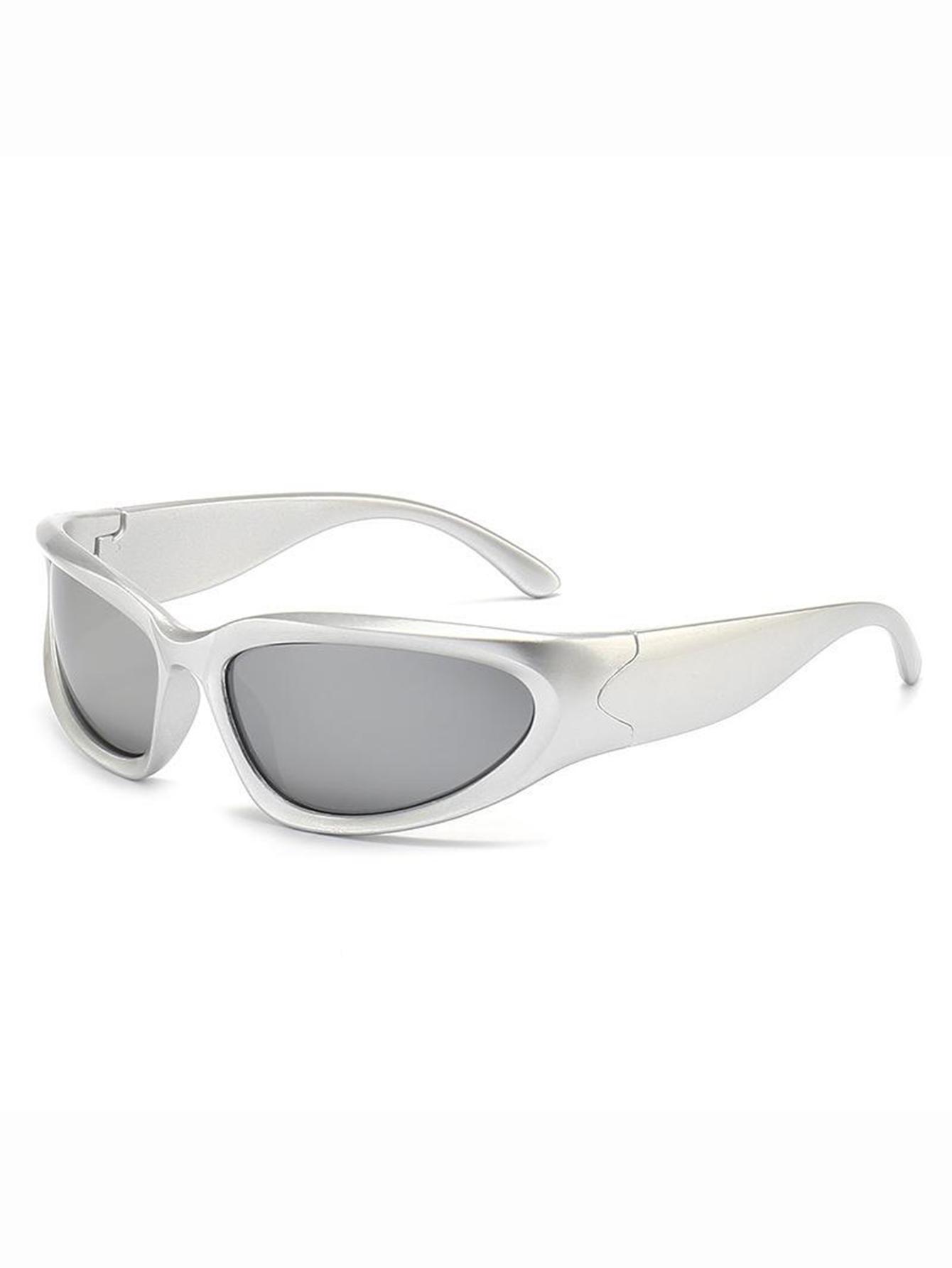 1pc Cyber futuristic silver Y2K Millennium personality fashion glasses MEN S GLASSES WOMEN S GLASSES