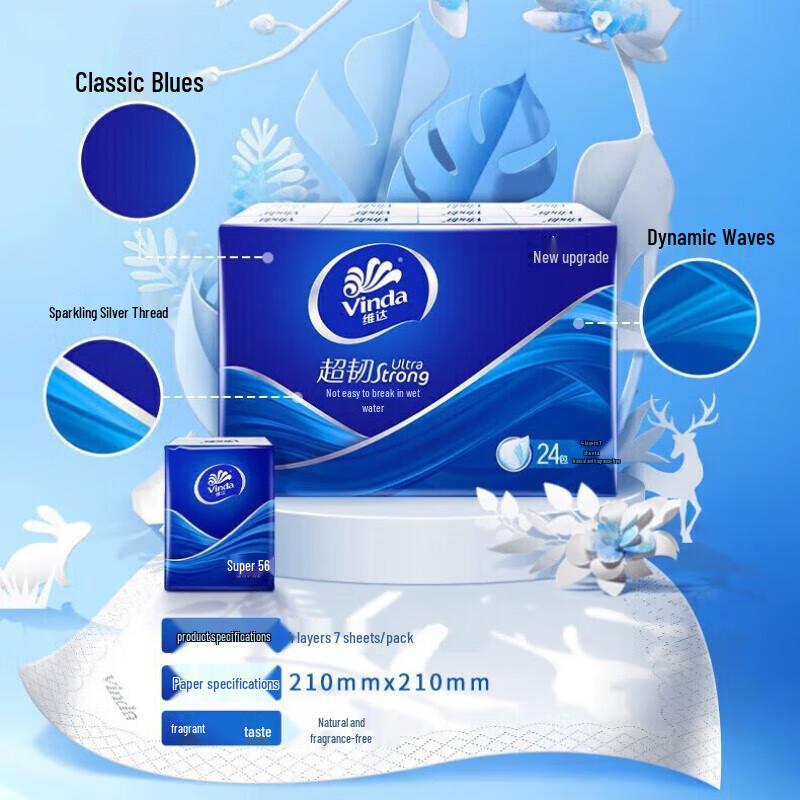 Vinda 4-Ply Unscented Handkerchief Tissues