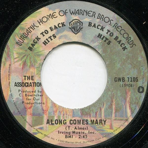 

7inch Record ASSOCIATION - Along Comes Mary / Cherish GWB7105 Warner Bros. Re 1976 US Pop Used