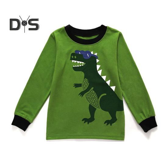 Pijamale pentru copii cu dinozauri, set de 2 piese, pijamale pentru copii, pijamale cu imprimeu de desene animate, pijamale de casă prietenoase cu pielea
