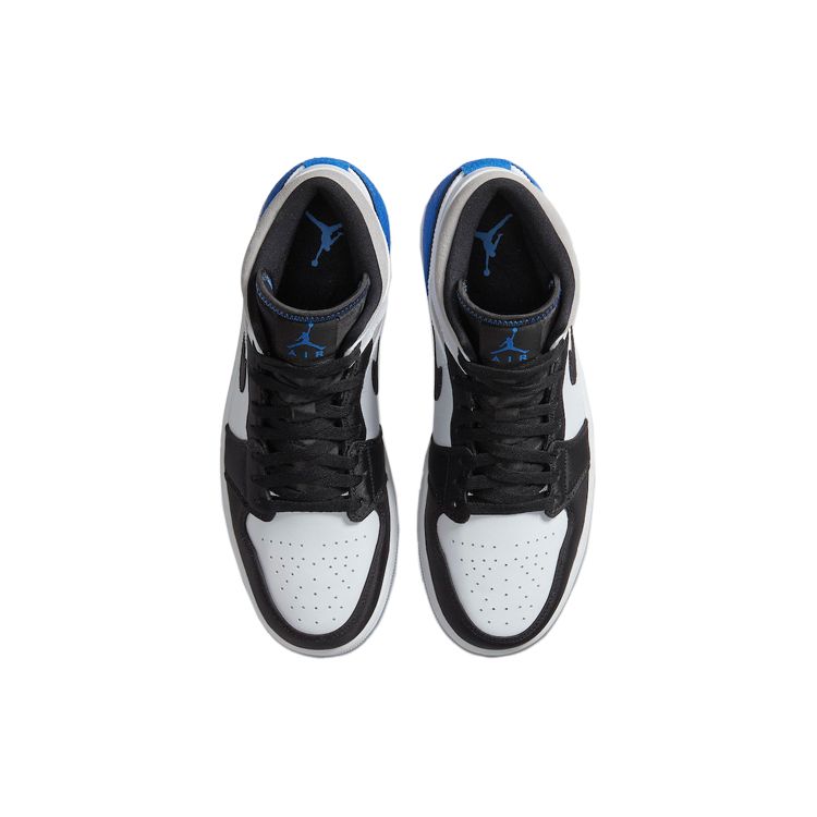 Air Jordan 1 Mid SE Royal Black Toe Men Sneakers Blue White Light-Solar-Flare-Heather 852542-102