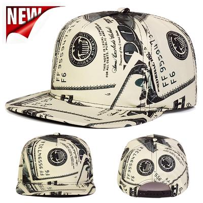 Nová módní kšiltovka s potiskem dolarů Unisex nastavitelná Snapback kšiltovka Klobouk Muž Hip Hop kšiltovka Ženy Venkovní klobouk proti slunci