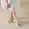 Fashion CRLAYDK Sandals for Women Flat Shoes Summer Comfortable Dressy Ladies Adjustable Buckle Strap Leather Beach Casual Slippers