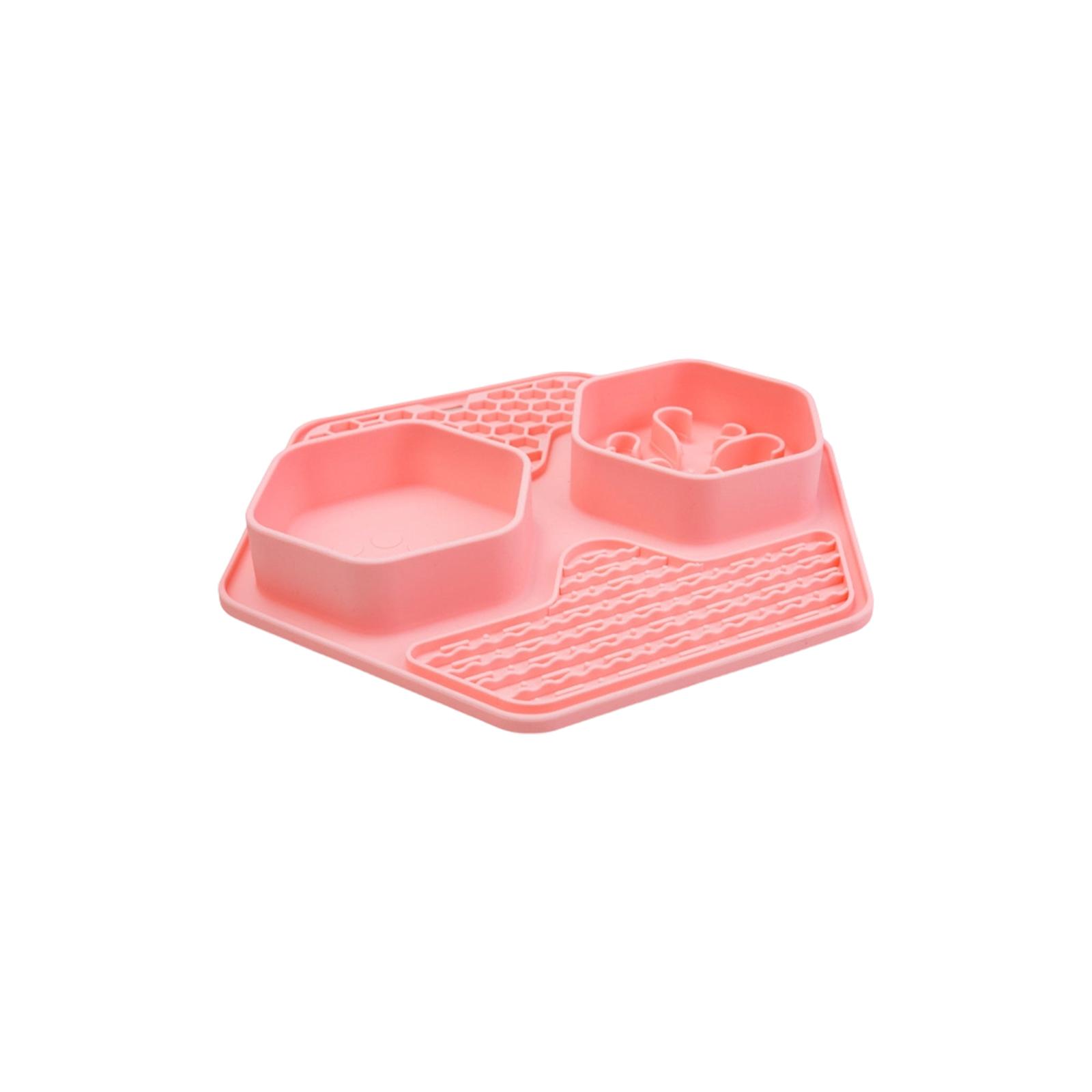

Hexagonal Silicone Slow Feeder Dog Bowl With Suction Cups, Non- Slow Eating Pet Mat For Dogs & Cats, -Gulping Slow Feeder Lick Mat, -Free Food-Grade One Size рожевий