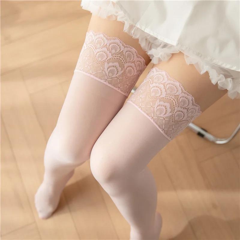 Women's Sexy Thigh High Stockings Smooth Lace Mesh Over Knee Socks Fashion Silicone Non-slip High Quality Ultra-thin Long Sock