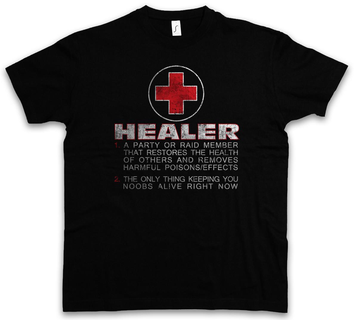 HEALER ROLE T-SHIRT Fun Gamer Gaming Admin Symbol computer scientist Raid RPG M