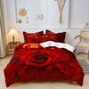 3pcs Romantic Valentine'S Day Bedding Set Red Rose Love Floral Duvet Cover Set Gifts for Lover(1 Duvet Cover And 2 Pillowcases)