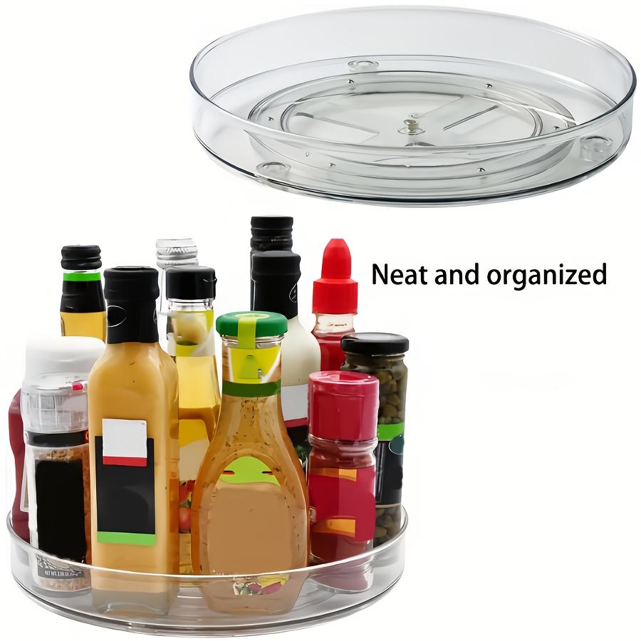 Clear Plastic Rotating Storage Basket, Multi-Purpose Storage Tray for Bathroom, Kitchen Spice Rack, Cosmetic Rack, Storage Shelf