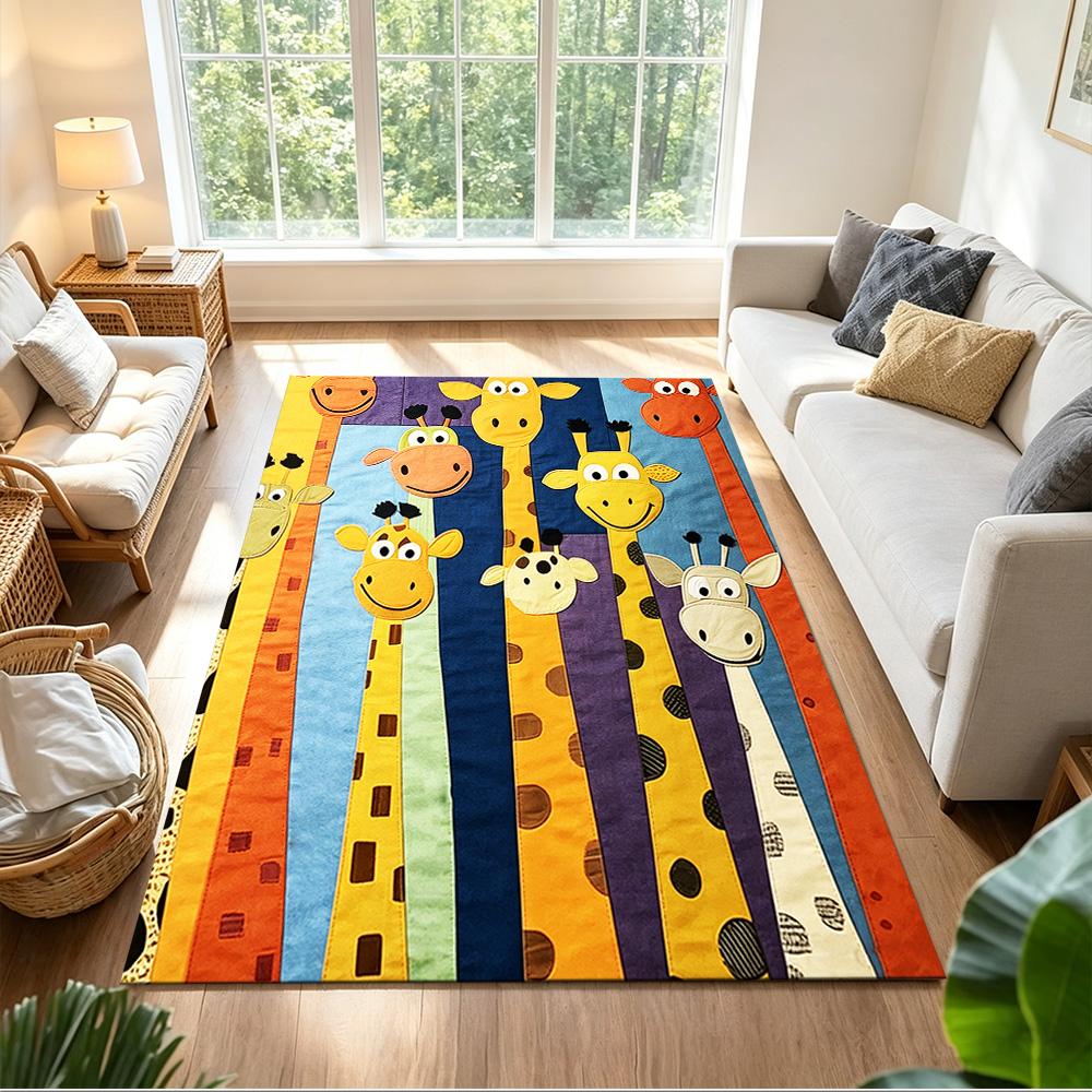 Jungle Giraffe Adventure Non-Slip Home Carpet Design for Office Decor Living Room Bedroom Gift