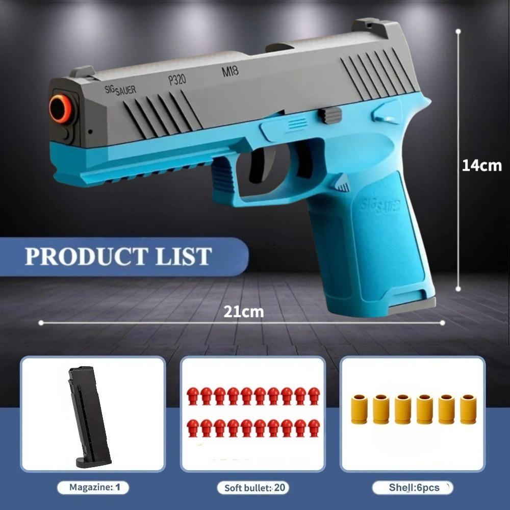 P320 Pistol Gun Soft Bullet Automatic Toy Gun With Blowback Outdoor Sports Shooting Game Christmas Birthday Gift For Kids