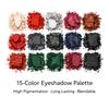 15 Barev Gotická Matná Třpytivá Paletka Stínů na Oči Tmavá Punk Halloween Červená Černá Oční Make-up