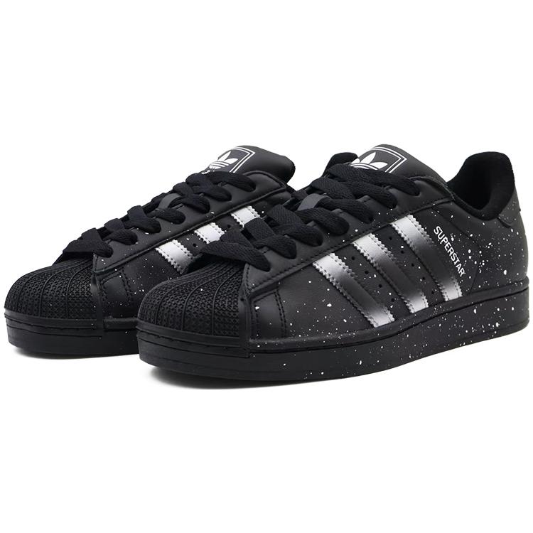 adidas Originale SUPERSTAR Abriebfeste Niedrige Skateboard-Schuhe Unisex Schwarz Silber JI0079(Team91- )