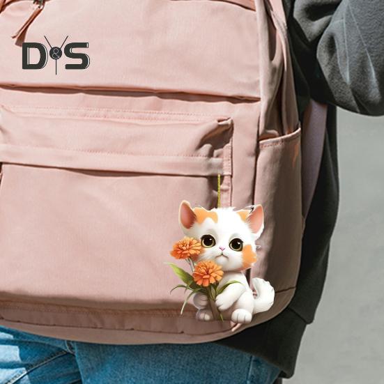 Blumen-/Katzen-Anhänger, Auto-Rückspiegel-Charme, Acryl, Weihnachtsbaum, hängendes Ornament, Cartoon-Kätzchen, Heimfenster, Auto-Innendekoration