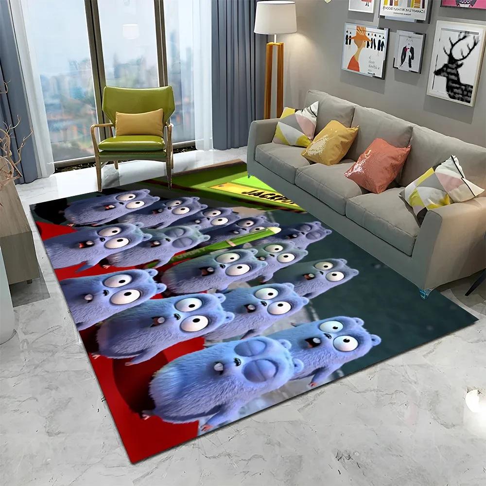 3D Kreslený koberec Grizzy a lemingové pro domov, obývací pokoj, ložnici, pod pohovku, rohožka, dekorace, dětský koberec, protiskluzová podložka na podlahu