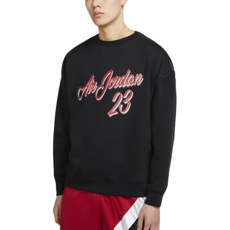 Jordan Remastered Print Fleece Crewneck Sweatshirt Men Tops Black CT6283-010