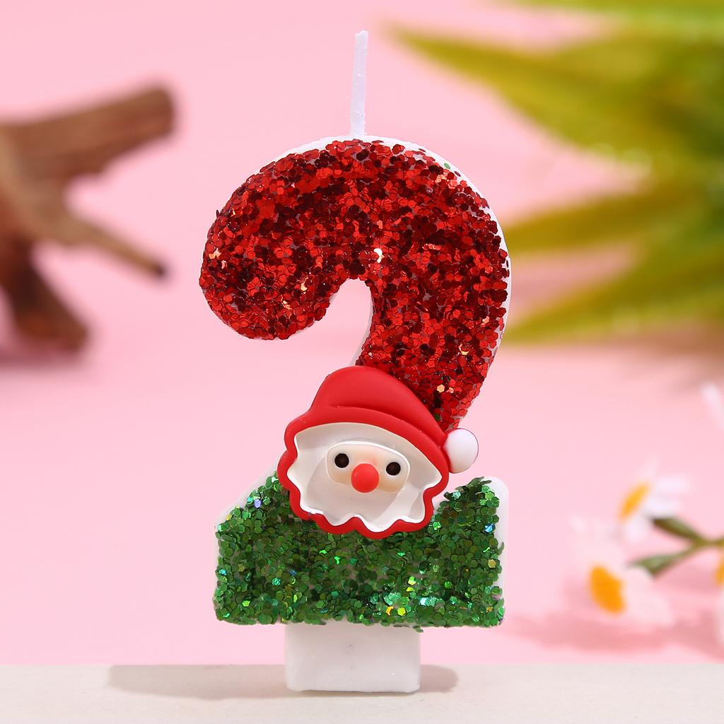Christmas Happy Birthday Candles Number0-9 for Cake Decorating Supplies Unscented Number Candles Cake Topper Decorations