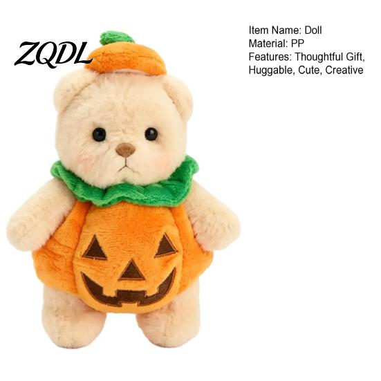 Plushie Toy for Halloween Party Pumpkin Bear Plush Toy, Soft Stuffed Animal Kids, Creative Ornament Cute Huggable Pillow Fall Holiday Home Decor