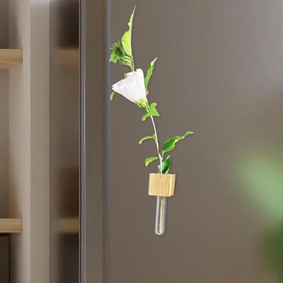 Mini Wood Fridge Vase Magnet Cute Glass Tube for Refrigerator Office Bedroom