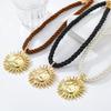 Stylish Holiday Alloy Sun Pendant Necklace and Earring Set - European & American Beach Style Women's Accessory