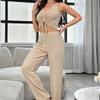 2025 Women's Sleeveless Camisole & High-Waist Long Pants Pajama Set - Breathable Knit