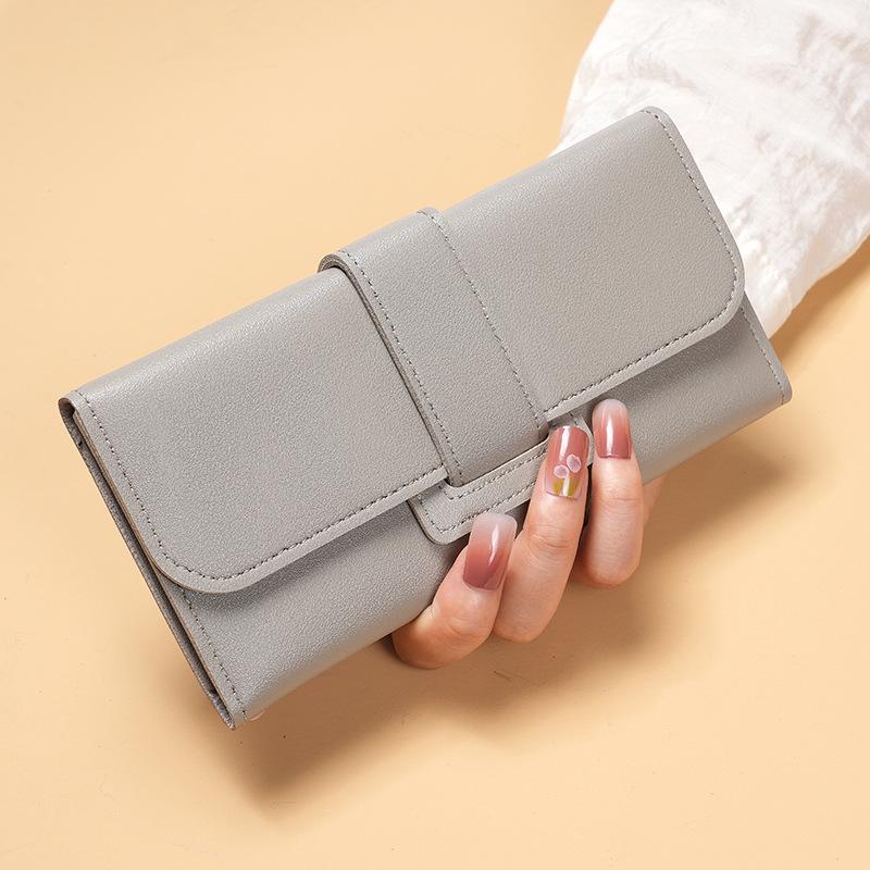 Korean Style Women's Tri-Fold Leather Wallet with Coin Pocket - Fresh, Multifunctional Fashion Accessory.