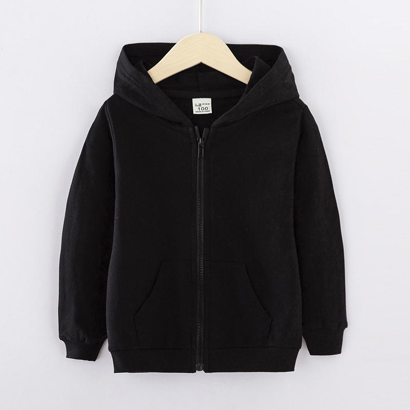 

Детская весенне-осенняя куртка с капюшоном на молнии - однотонный повседневный кардиган для маленьких и средних детей 140cm чёрный