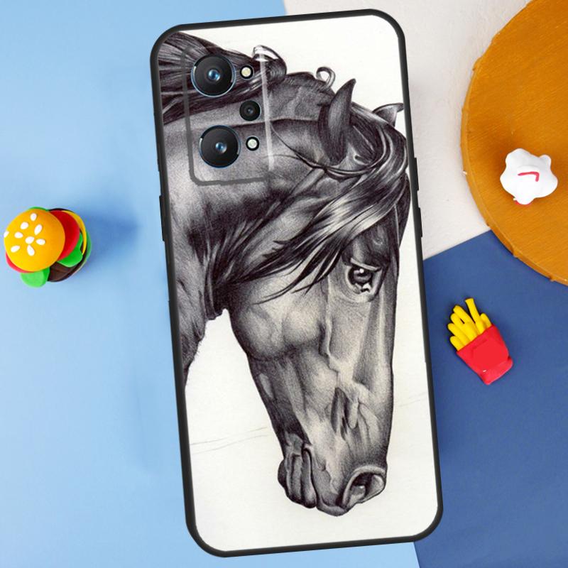 Horse Pony Painted For Realme 11 10 12 13 14 Pro Plus GT 5 6 6T GT7 Pro C61 C53 C51 C21Y C25S C55 C67 C75 Case