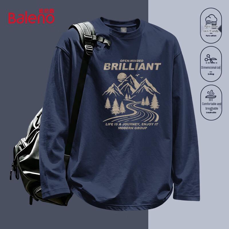 Baleno Men's 100% Cotton Long Sleeve Crew Neck T-Shirt