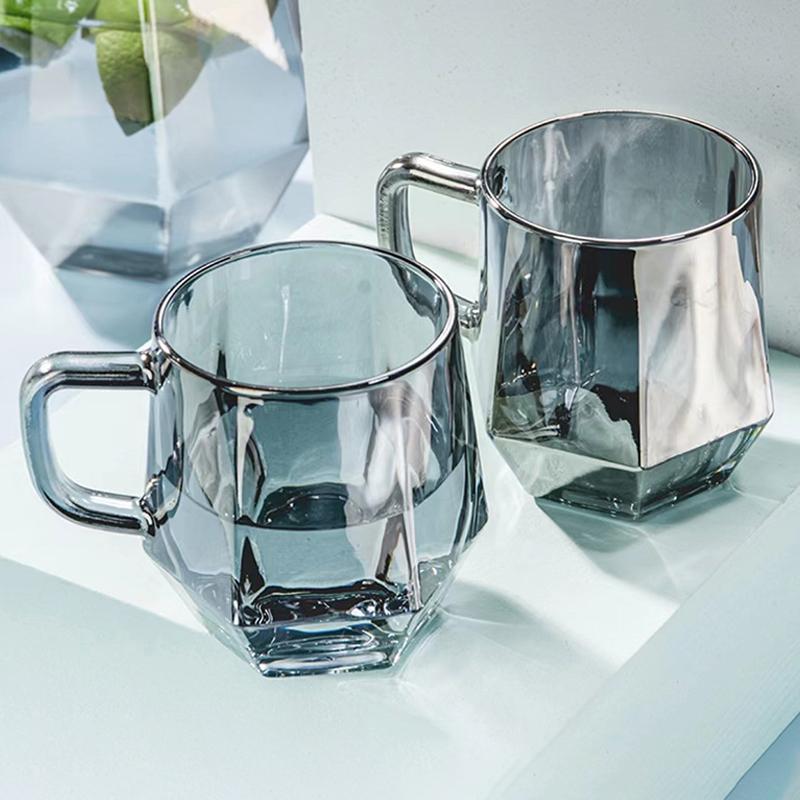 1Pcs 280ml Solid Color Household High Beauty Glass Cup With Handle Set Living Room Hospitality Tea Mug Outdoor Tableware