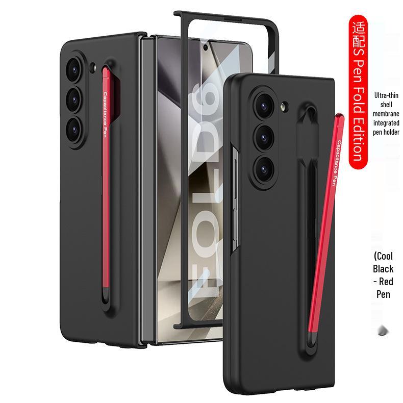 Samsung Z Fold6 Ultra-Thin Frosted Phone Case with Pen Slot - Solid Color Protective Cover