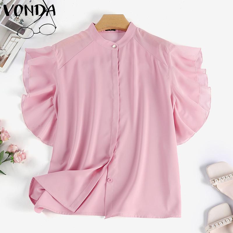 

VONDA Элегантные женские простые топы с рюшами, рубашки