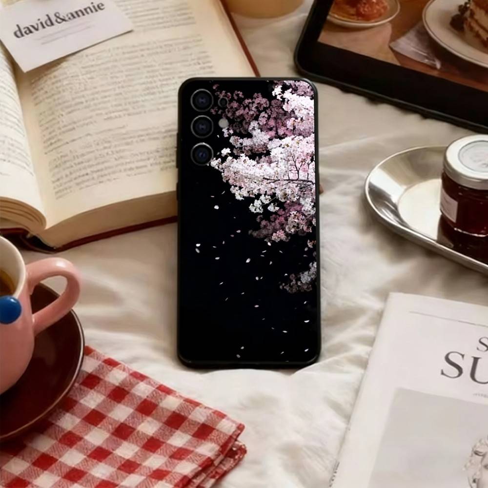 

Flower branch Phone Case Black Silicone Soft For Samsung S25,S24,S21,S22,S23,S30,Ultra,S20,Plus,Fe,Lite Samsung S24fe