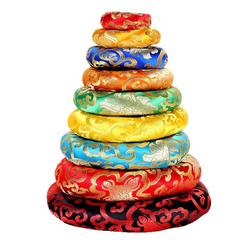 Nepalese Handmade Crystal and Copper Singing Bowl Pad with Cloth Circle and Chime Protection