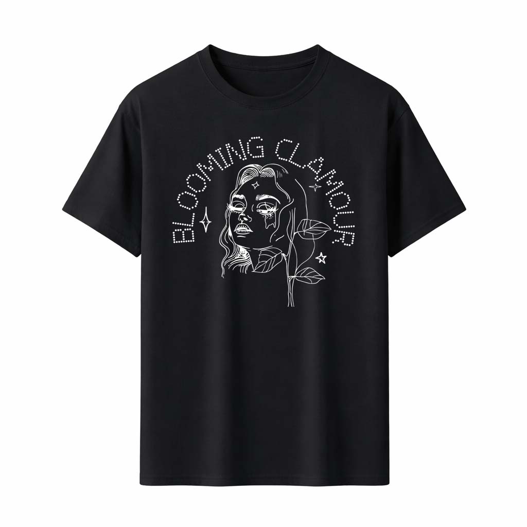 

Floral Face Line Art T-Shirt Men Women Gothic Print Streetwear Black Tee Top Fashion Casual Wear - Men s Summer Cotton Graphi... S разноцветный