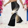 Women Plus Size High Waist Full Length Galaxy Printed Flared Pants